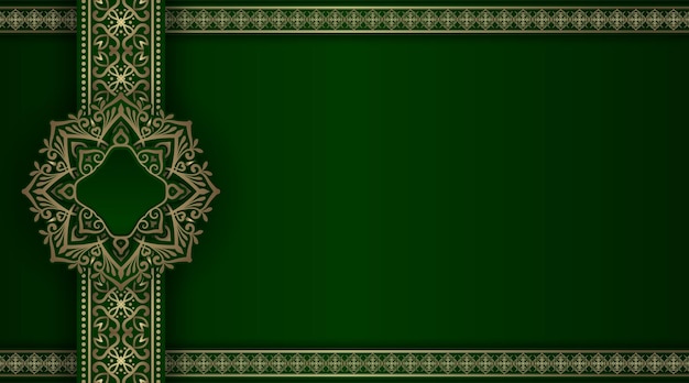 Зеленый и золотой роскошный фон мандалы