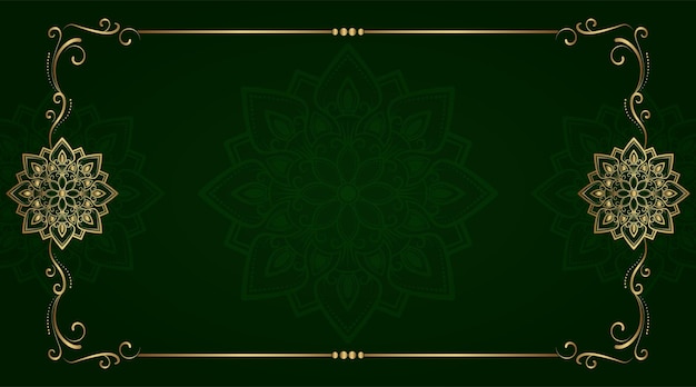 Green and gold luxury mandala background