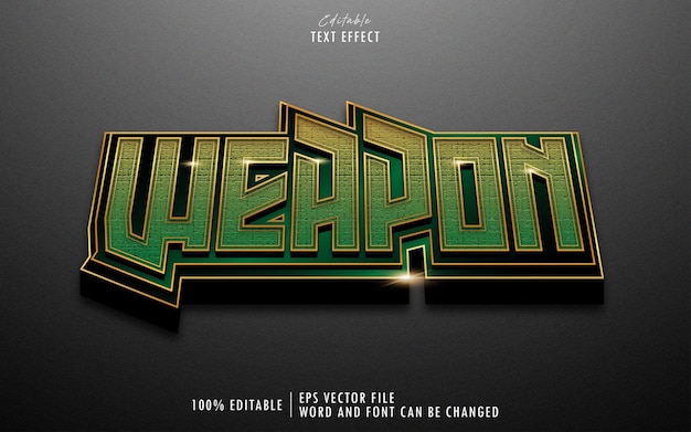 Vector green gold weapon 3d editable text effect