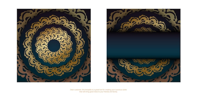 Green Gradient Greeting Flyer met antiek gouden ornament is drukklaar.