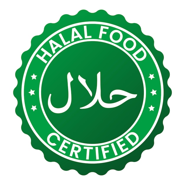 Vector green gradient halal food certified stempel sticker met sterren vector illustratie