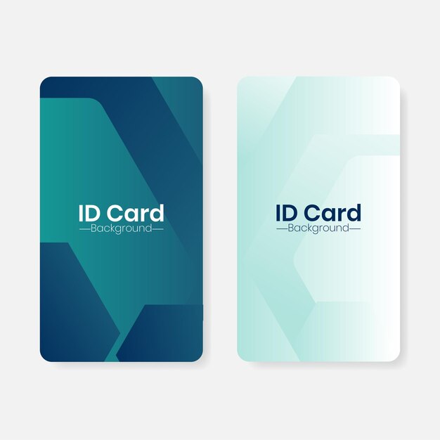 Vector green gradient id card background template and geometric shapes