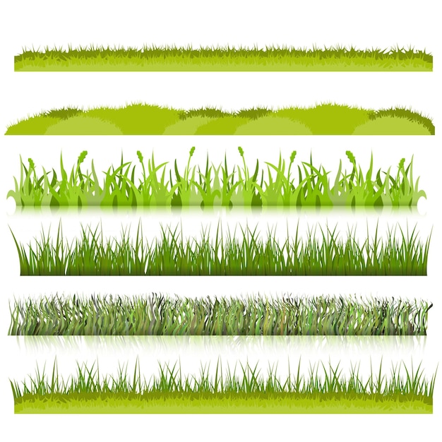 Vector green grass borders set vector