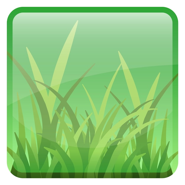 Vector green grass button glossy cartoon interface element isolated on white background