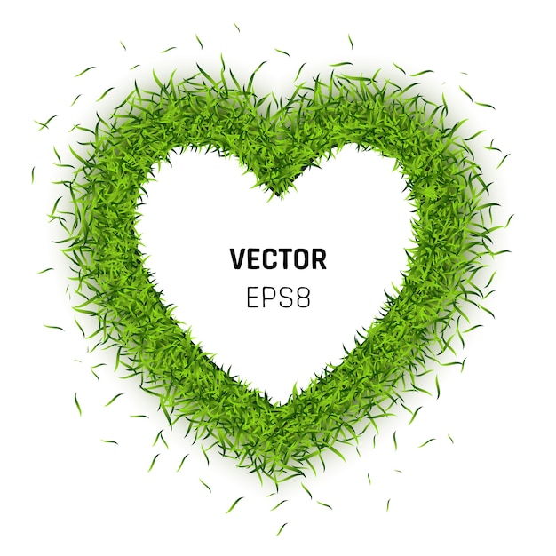 Vector green grass heart illustration