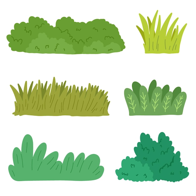 green grass illustration set