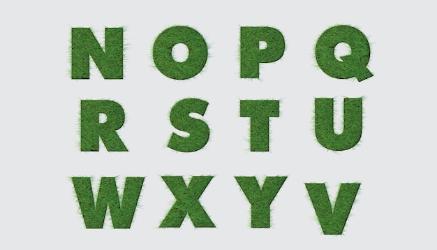 Vector green grass letters