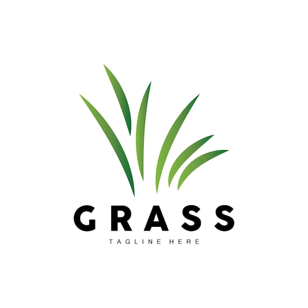 Green Grass Logo Design Farm Landscape Illustration Natural Scenery Vector