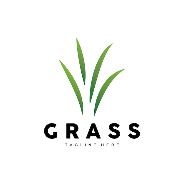 Green grass logo design farm landscape illustration natural scenery vector