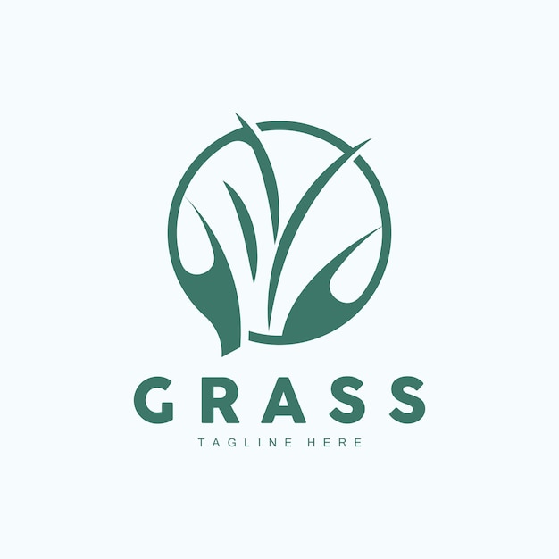 Green Grass Logo Design Farm Landscape Illustration Natural Scenery Vector