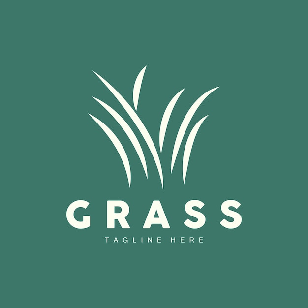 Green Grass Logo Design Farm Landscape Illustration Natural Scenery Vector