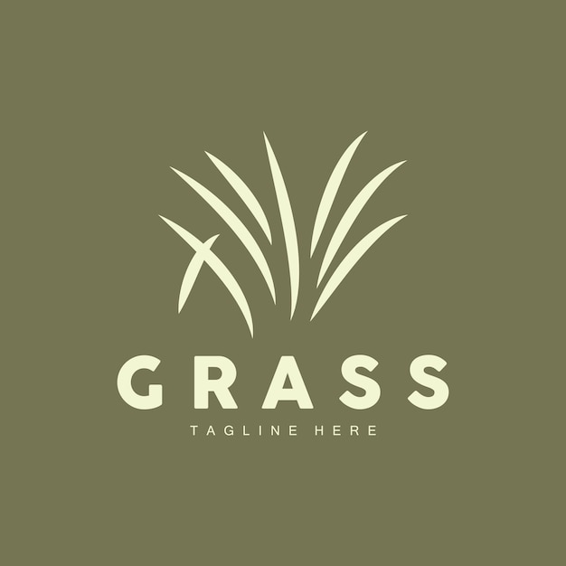 Green Grass Logo Design Farm Landscape Illustration Natural Scenery Vector