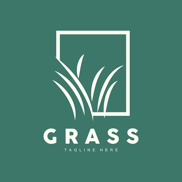 Green Grass Logo Design Farm Landscape Illustration Natural Scenery Vector