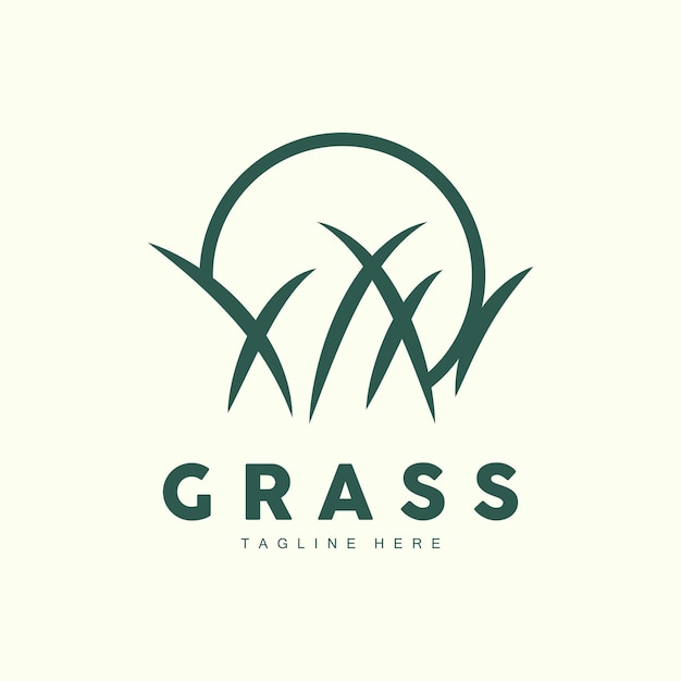 Green Grass Logo Design Farm Landscape Illustration Natural Scenery Vector