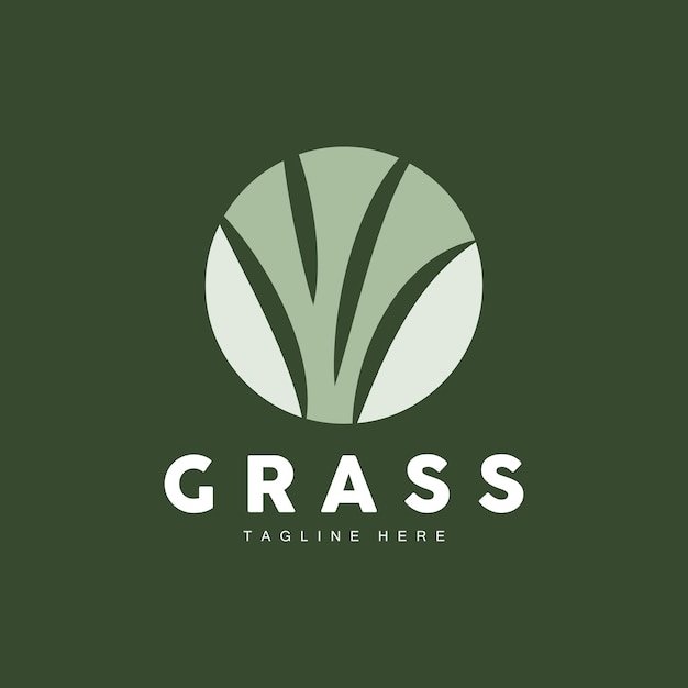 Green Grass Logo Design Farm Landscape Illustration Natural Scenery Vector