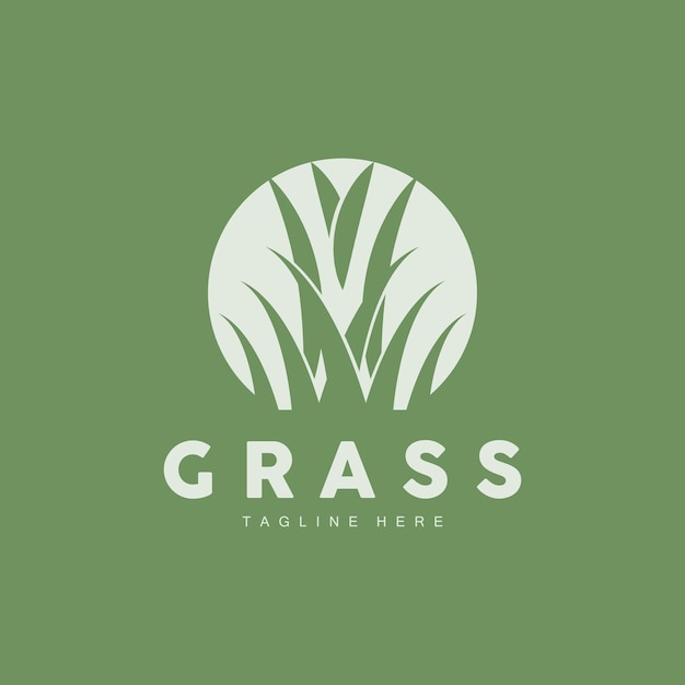 Green Grass Logo Design Farm Landscape Illustration Natural Scenery Vector