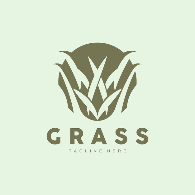 Green Grass Logo Design Farm Landscape Illustration Natural Scenery Vector