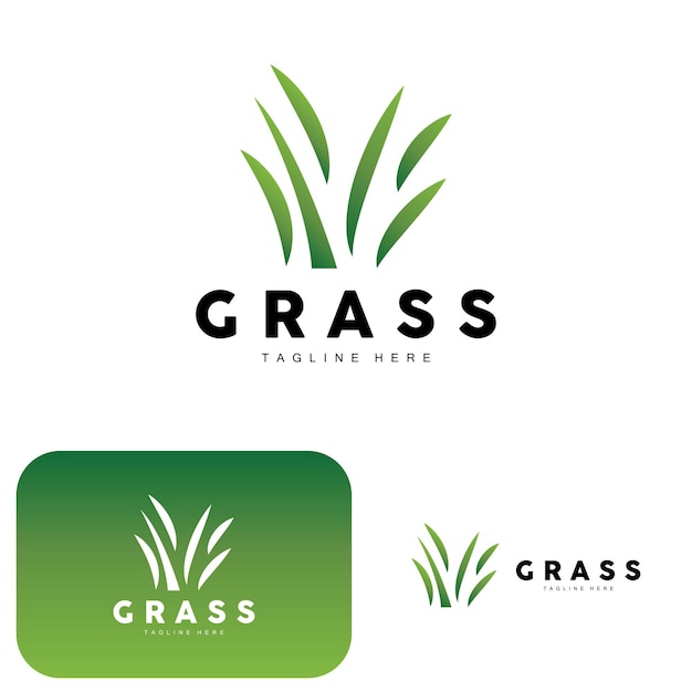 Green Grass Logo Design Farm Landscape Illustration Natural Scenery Vector