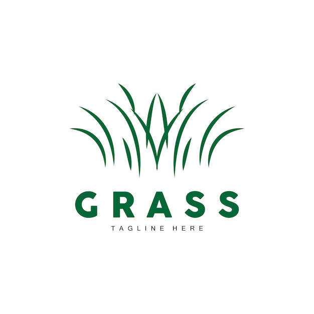 Green Grass Logo Design Farm Landscape Illustration Natural Scenery Vector