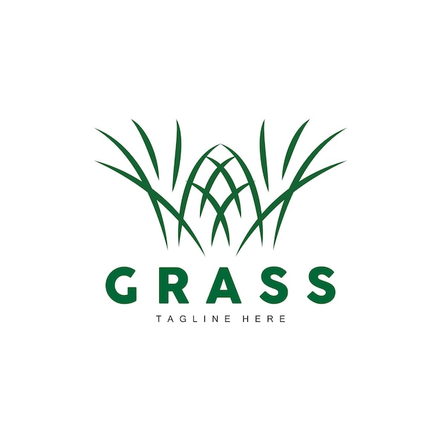Зеленая Трава Дизайн Логотипа Фермы Пейзаж Иллюстрации Природные Пейзажи Вектор