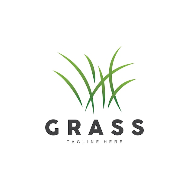 緑の草のロゴ デザイン 農場の風景のイラスト 自然の風景 ベクトル
