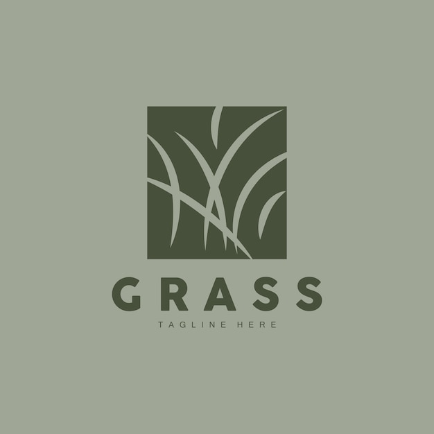 Vector green grass logo design farm landscape illustration natural scenery vector