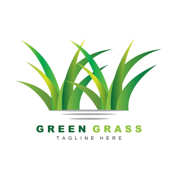 Green Grass Logo Design Farm Landscape Illustration Natural Scenery Vector