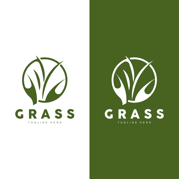 Green Grass Logo Design Farm Landscape Illustration Nature Design