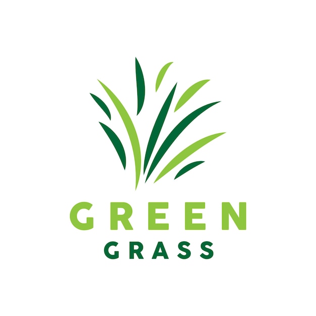 Green Grass Logo Nature Plant Vector Agriculture Leaf Simple Design Template Icon Illustration