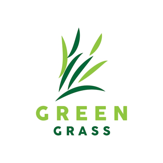 Green Grass Logo Nature Plant Vector Agriculture Leaf Simple Design Template Icon Illustration