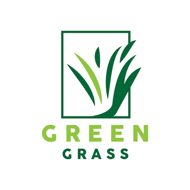 Green Grass Logo Nature Plant Vector Agriculture Leaf Simple Design Template Icon Illustration