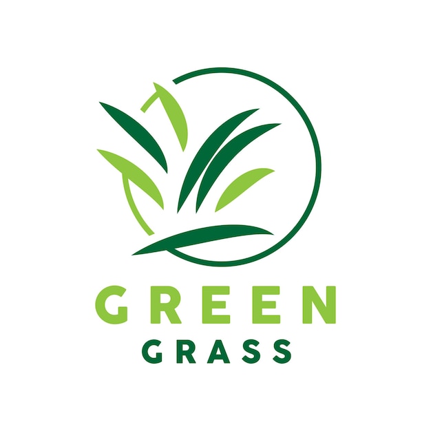 Green Grass Logo Nature Plant Vector Agriculture Leaf Simple Design Template Icon Illustration