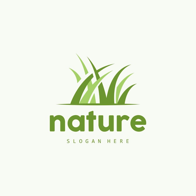 Зеленая Трава Логотип Природа Растение Вектор Сельское Хозяйство Лист Простой Дизайн Шаблона Значок Иллюстрация