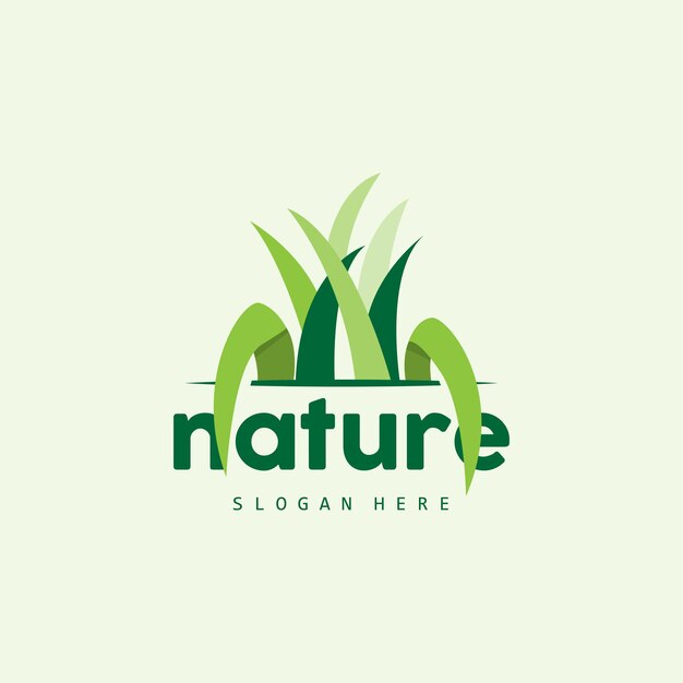 Green Grass Logo Nature Plant Vector Agriculture Leaf Simple Design Template Icon Illustration