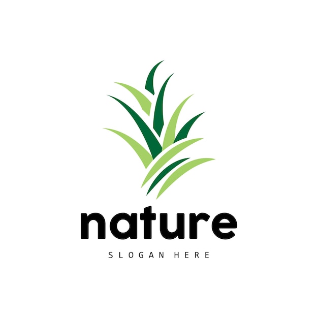 Green Grass Logo Nature Plant Vector Agriculture Leaf Simple Design Template Icon Illustration