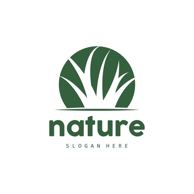 Green Grass Logo Nature Plant Vector Agriculture Leaf Simple Design Template Icon Illustration
