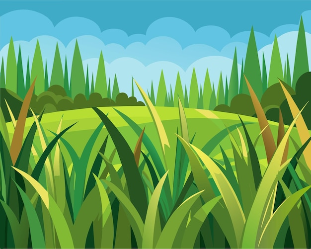 Green grass nature design elements vector illustration