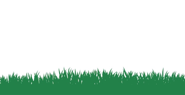 白い背景に分離された緑の草のシルエット