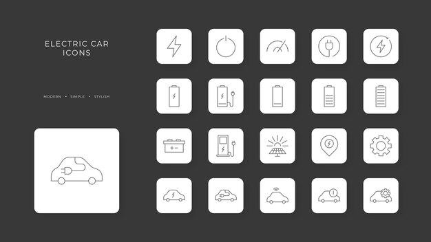 Green green energy electric vehicle and eco friendly icon with black outline style