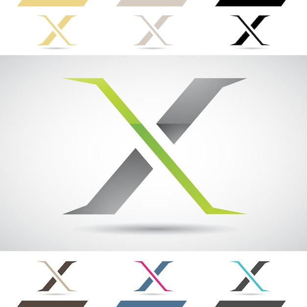 Green and Grey Abstract Glossy Logo Icon of Slim Letter X