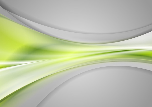 Vector green and grey abstract smooth blurred waves design