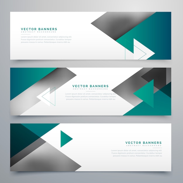 Green and grey geometric banners
