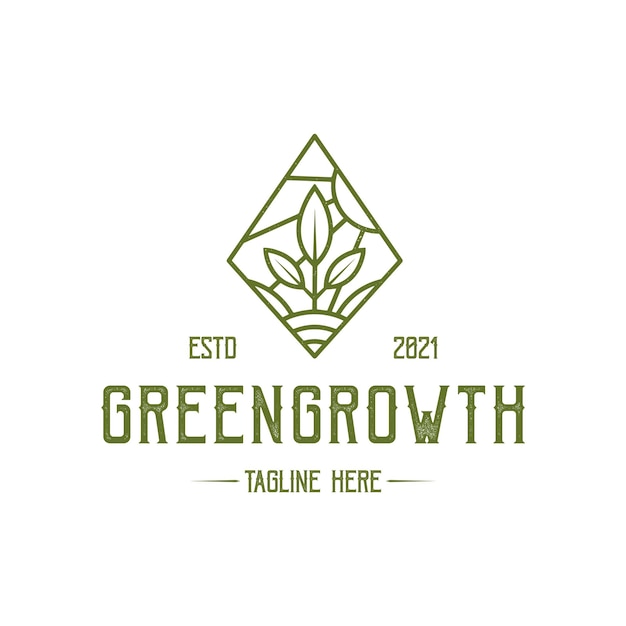 Vector green growth rhombus logo template