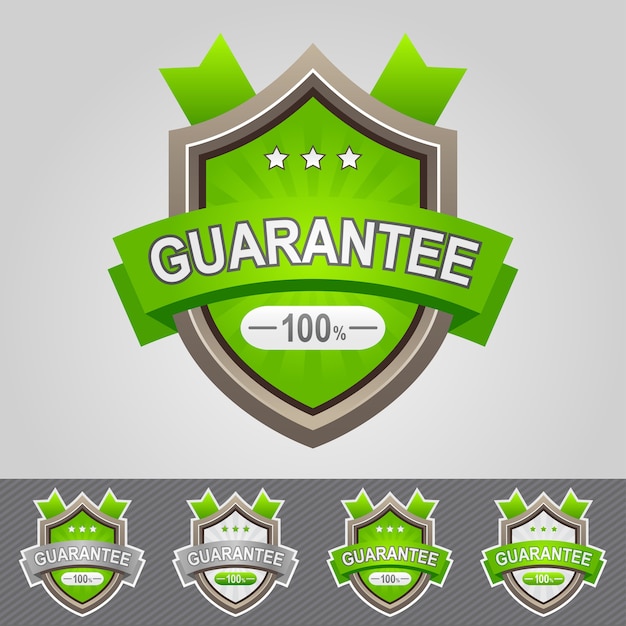 Green guarantee shield icon illustration