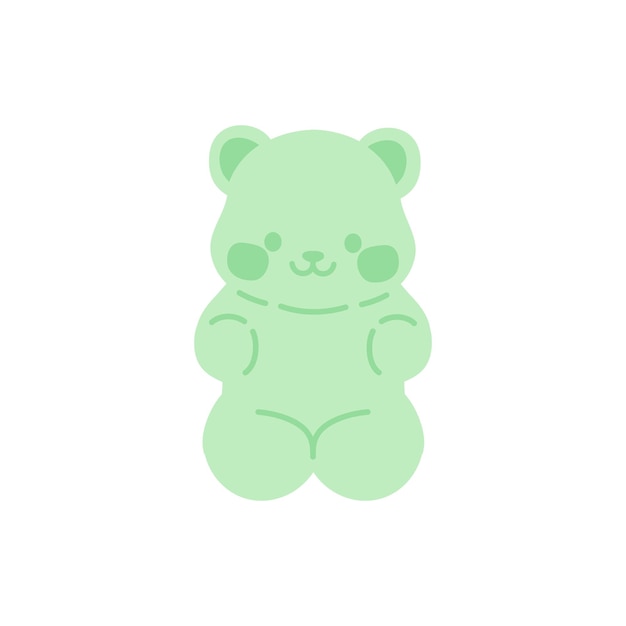 Green gummy bear with white background