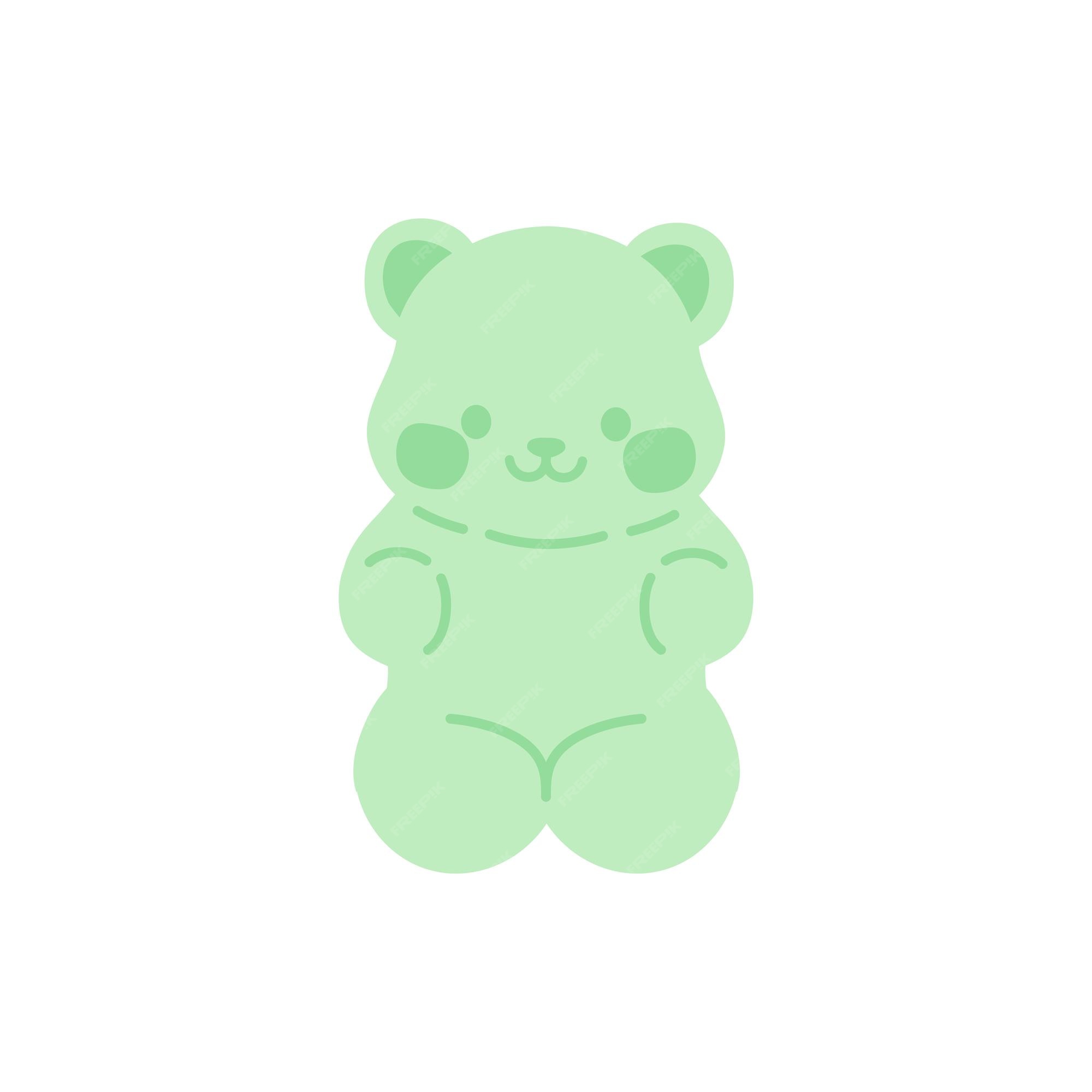 Hand drawn aesthetic cute green and orange gummy bears Stock