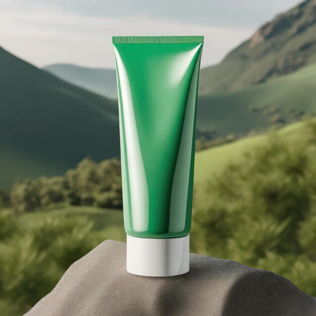 Vector green hand cream tube mockup