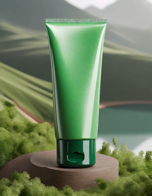 Green hand cream tube mockup