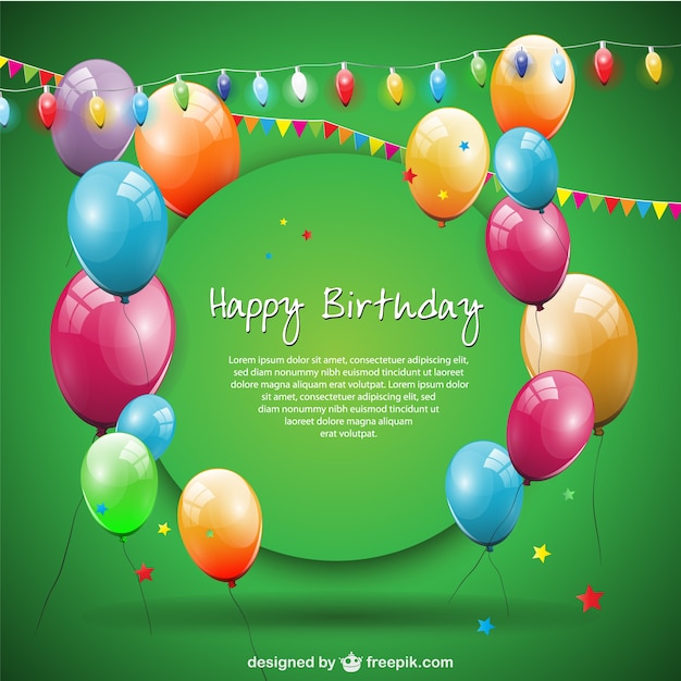 幸せな誕生日の風船の無料カードのデザイン