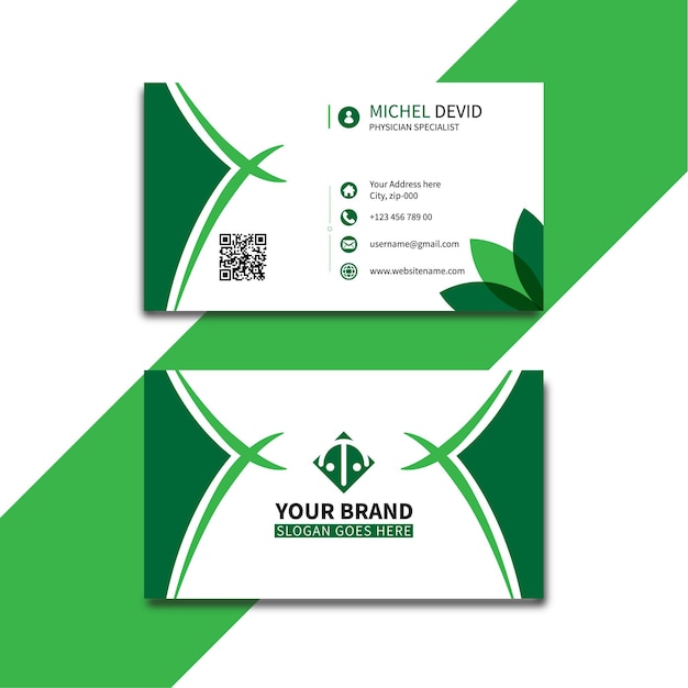 Green health care doctor business card template